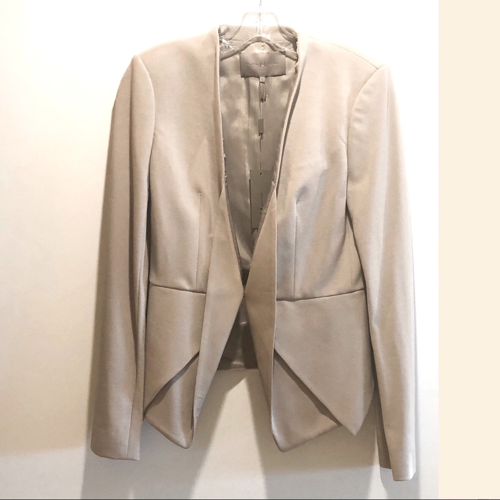 🥳 HOST PICK 🥳  HALSTON HERITAGE BLAZER W/ LAMBSKIN LEATHER DETAIL